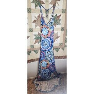 ​Boho Tie Dye Open Back Maxi Dress | Vibrant Kaleidoscope Summer Sundress